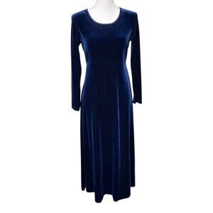 Velvet Long Sleeve Dress Royal Blue Maxi Sz 4 Practical Magic Whimsigoth Y2K 90s